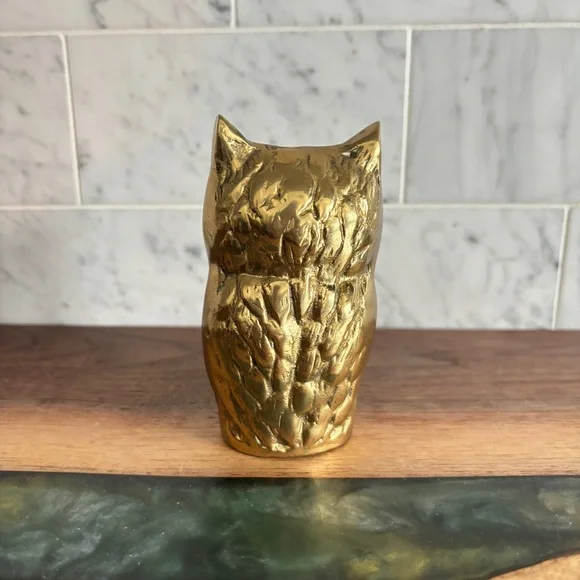 Vintage 4” Brass Owl Figurine - Picture 5 of 8